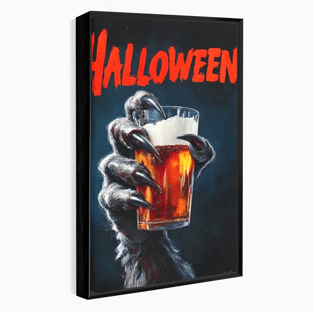 Tablou Canvas Premium, LuxCanva® N1195, In Cinstea Noptii, Halloween, Varcolac, Gheare, Infricosator, Pahar, Bere, Bautura, Pub, Bar, Lounge, Restaurant, Bucatarie