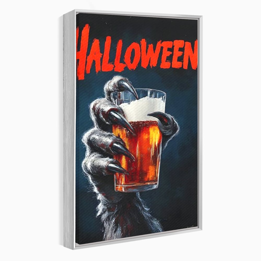 Tablou Canvas Premium, LuxCanva® N1195, In Cinstea Noptii, Halloween, Varcolac, Gheare, Infricosator, Pahar, Bere, Bautura, Pub, Bar, Lounge, Restaurant, Bucatarie