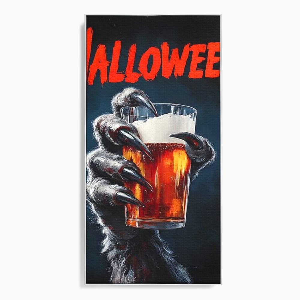 Tablou Canvas Premium, LuxCanva® N1195, In Cinstea Noptii, Halloween, Varcolac, Gheare, Infricosator, Pahar, Bere, Bautura, Pub, Bar, Lounge, Restaurant, Bucatarie