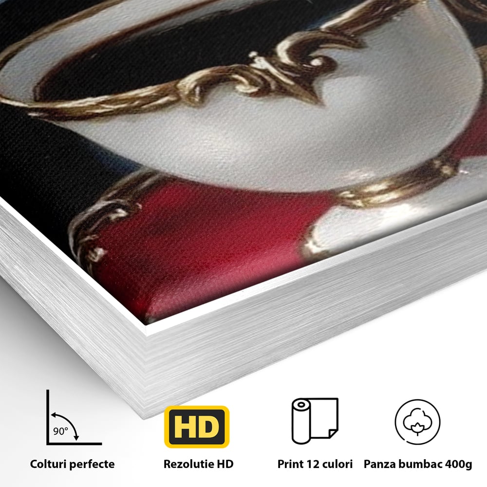 Tablou Canvas Premium, LuxCanva® N1196, Reverie Cosmica, Ceai, Ceasca, Vintage, Stele, Planeta, Cosmos, Univers, Cafenea, Pub, Bar, Lounge, Restaurant, Bucatarie