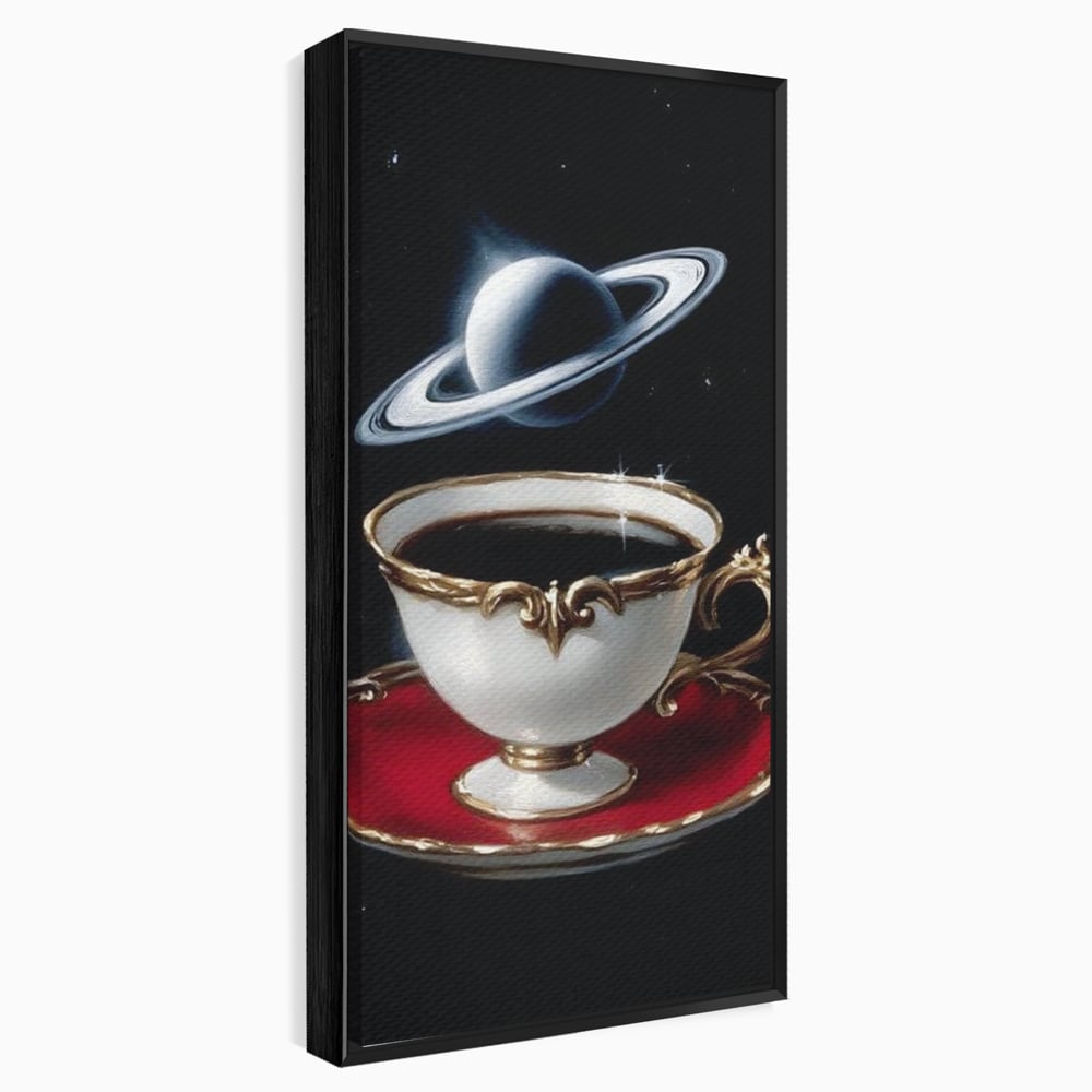 Tablou Canvas Premium, LuxCanva® N1196, Reverie Cosmica, Ceai, Ceasca, Vintage, Stele, Planeta, Cosmos, Univers, Cafenea, Pub, Bar, Lounge, Restaurant, Bucatarie
