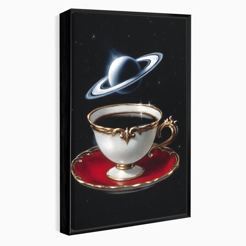 Tablou Canvas Premium, LuxCanva® N1196, Reverie Cosmica, Ceai, Ceasca, Vintage, Stele, Planeta, Cosmos, Univers, Cafenea, Pub, Bar, Lounge, Restaurant, Bucatarie