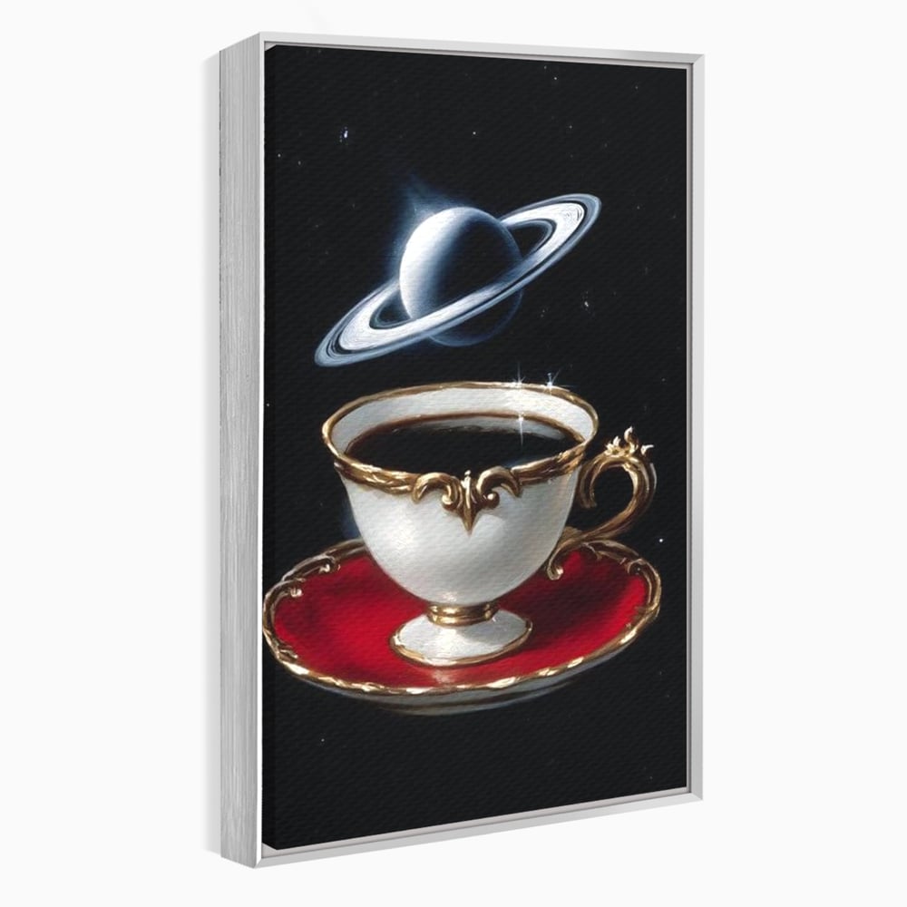 Tablou Canvas Premium, LuxCanva® N1196, Reverie Cosmica, Ceai, Ceasca, Vintage, Stele, Planeta, Cosmos, Univers, Cafenea, Pub, Bar, Lounge, Restaurant, Bucatarie