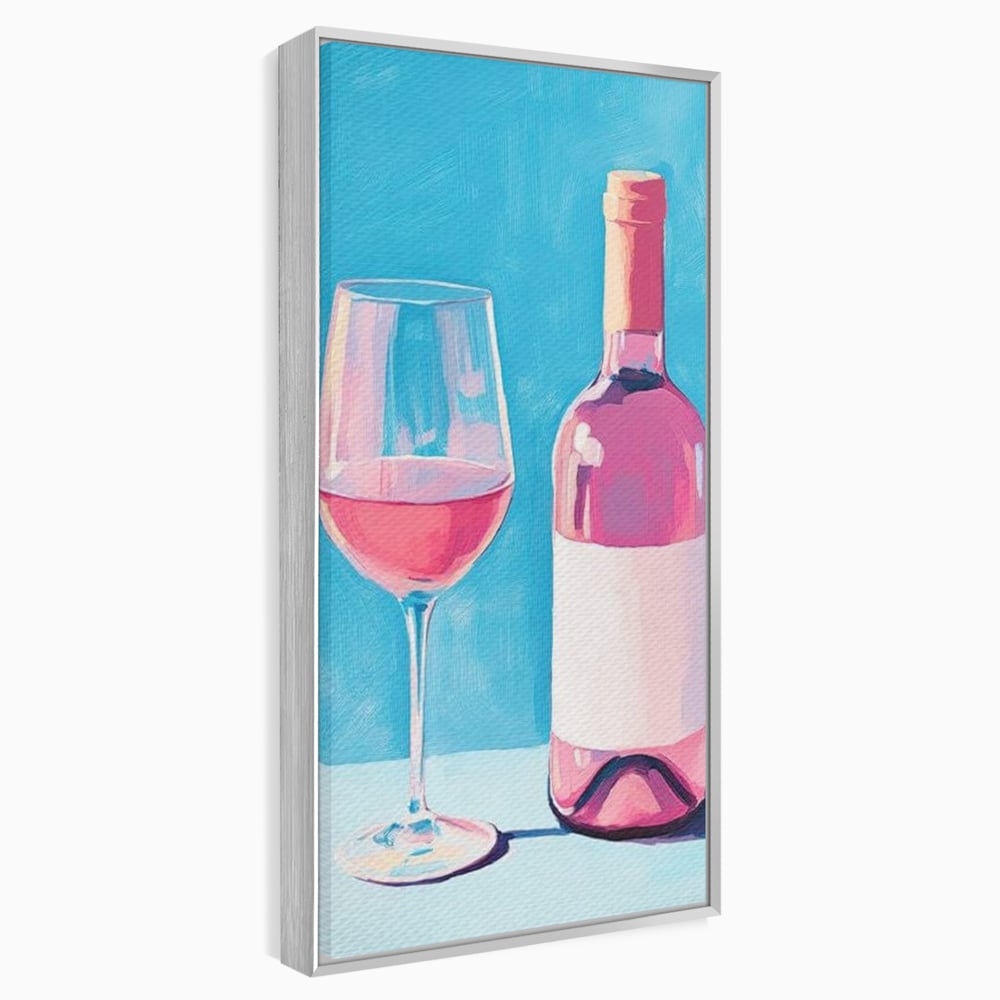 Tablou Canvas Premium, LuxCanva® N1197, Esenta Fina, Vin Rose, Sticla, Pahar, Bautura, Pictura, Pastel, Simplitate, Pub, Bar, Lounge, Restaurant, Bucatarie