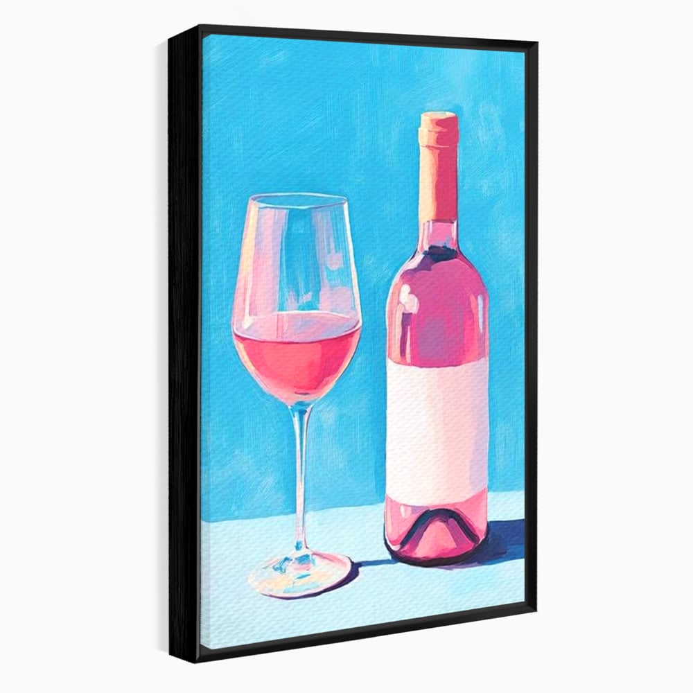 Tablou Canvas Premium, LuxCanva® N1197, Esenta Fina, Vin Rose, Sticla, Pahar, Bautura, Pictura, Pastel, Simplitate, Pub, Bar, Lounge, Restaurant, Bucatarie