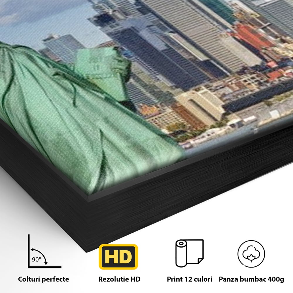 Tablou Canvas Premium, LuxCanva® O1000, Inima New Yorkului, Libertate, Orizont, Statuie, Vis, American, Manhattan, Skyline, Calatorie, Urban, Taram, Fagaduinta, Viza, Birou, Living, Dormitor