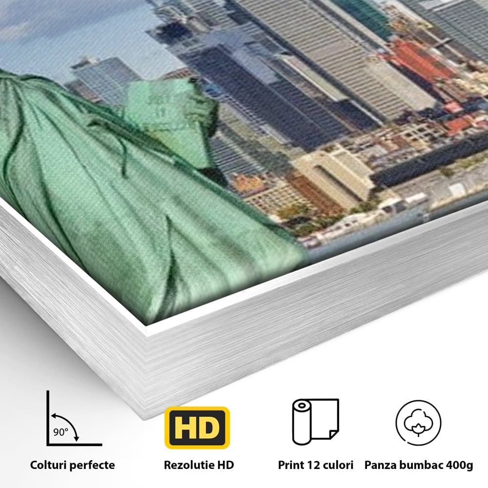 Tablou Canvas Premium, LuxCanva® O1000, Inima New Yorkului, Libertate, Orizont, Statuie, Vis, American, Manhattan, Skyline, Calatorie, Urban, Taram, Fagaduinta, Viza, Birou, Living, Dormitor