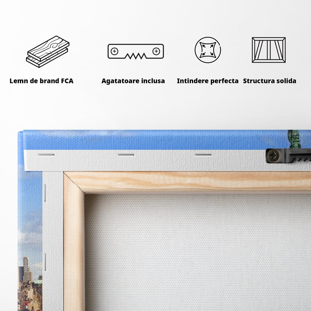 Tablou Canvas Premium, LuxCanva® O1000, Inima New Yorkului, Libertate, Orizont, Statuie, Vis, American, Manhattan, Skyline, Calatorie, Urban, Taram, Fagaduinta, Viza, Birou, Living, Dormitor