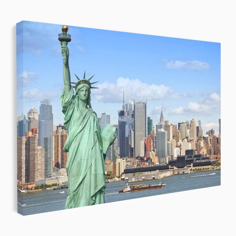 Tablou Canvas Premium, LuxCanva® O1000, Inima New Yorkului, Libertate, Orizont, Statuie, Vis, American, Manhattan, Skyline, Calatorie, Urban, Taram, Fagaduinta, Viza, Birou, Living, Dormitor