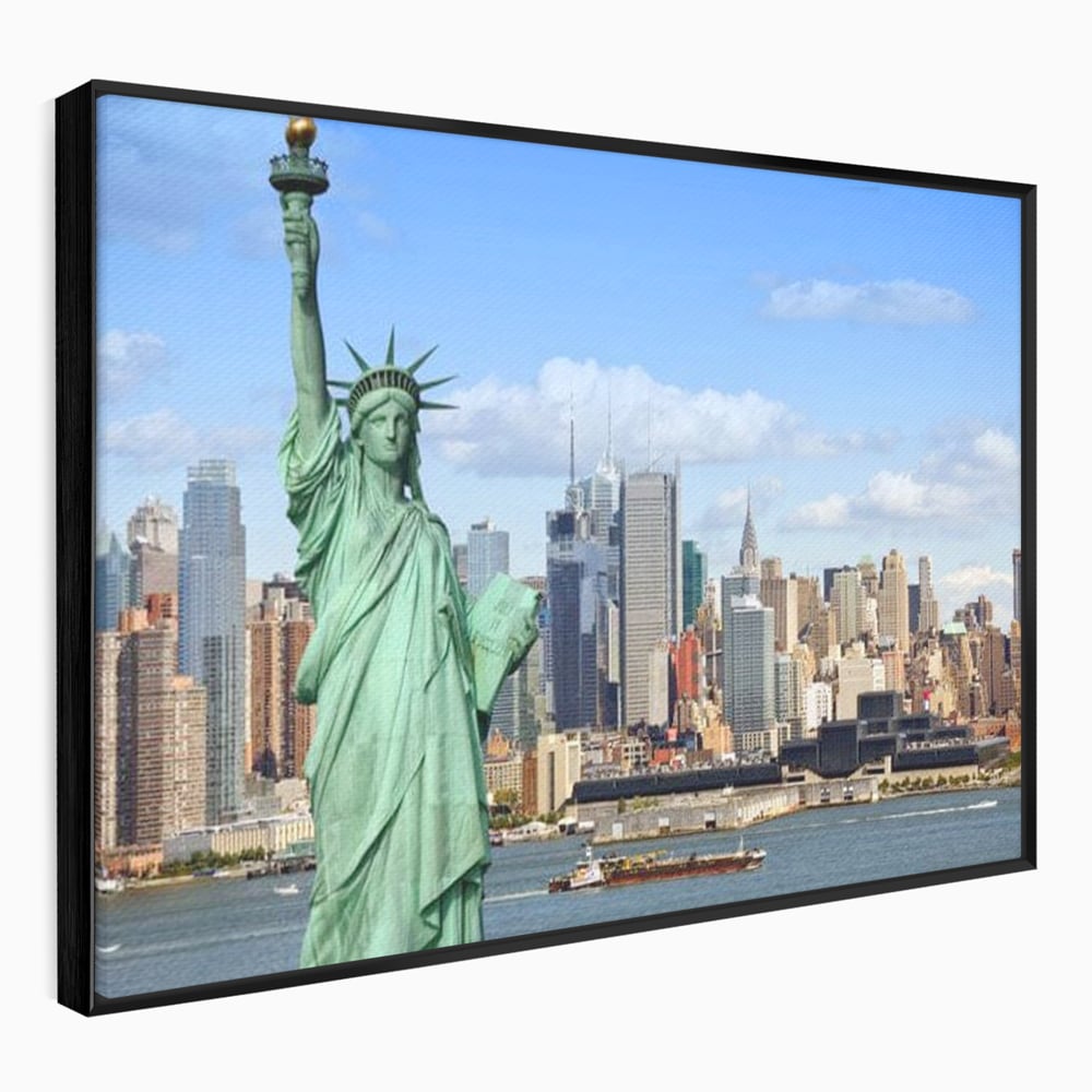 Tablou Canvas Premium, LuxCanva® O1000, Inima New Yorkului, Libertate, Orizont, Statuie, Vis, American, Manhattan, Skyline, Calatorie, Urban, Taram, Fagaduinta, Viza, Birou, Living, Dormitor