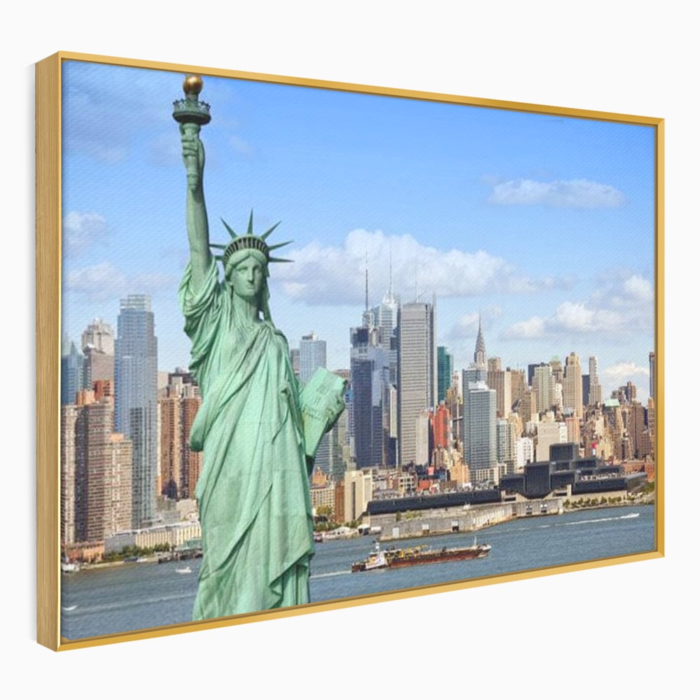 Tablou Canvas Premium, LuxCanva® O1000, Inima New Yorkului, Libertate, Orizont, Statuie, Vis, American, Manhattan, Skyline, Calatorie, Urban, Taram, Fagaduinta, Viza, Birou, Living, Dormitor