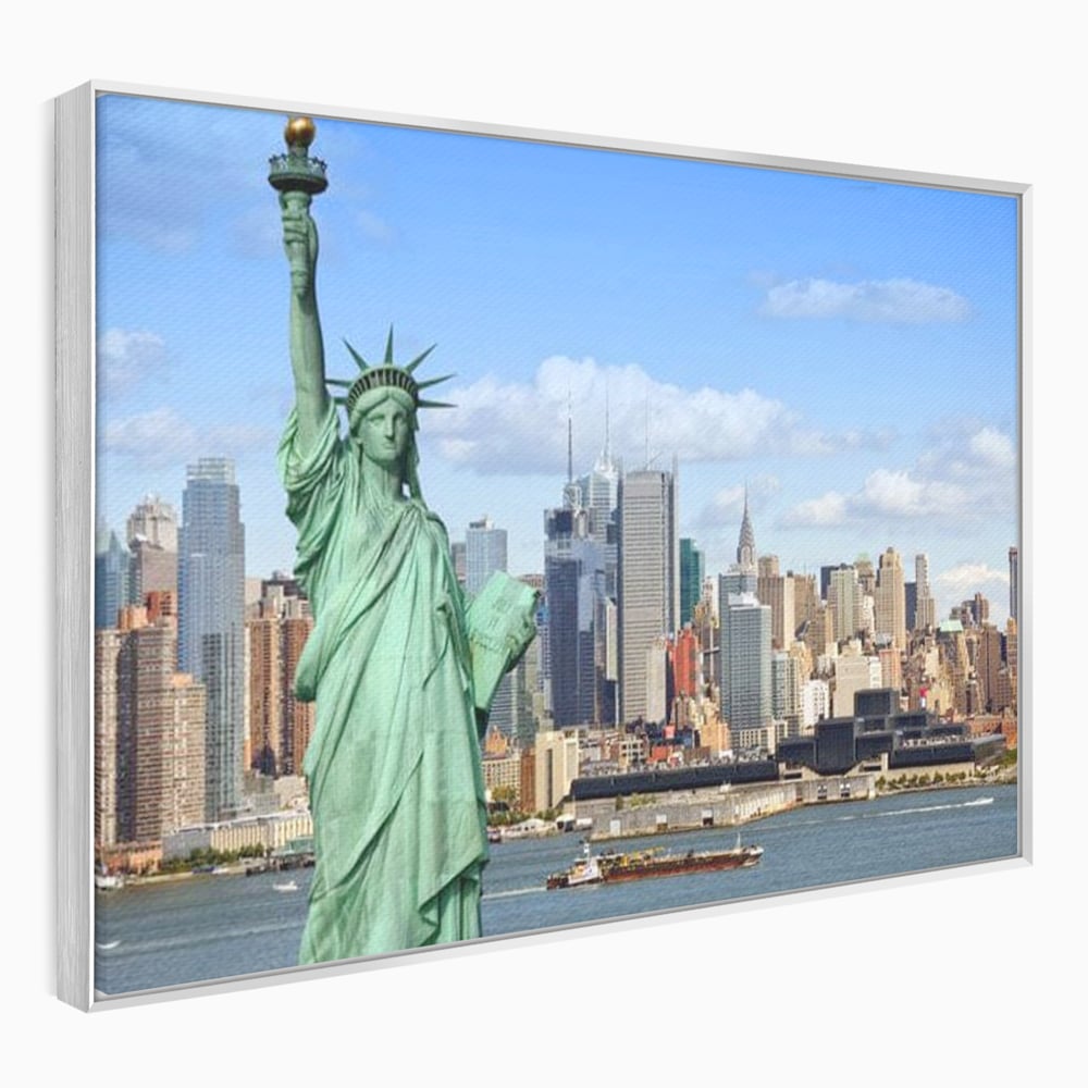 Tablou Canvas Premium, LuxCanva® O1000, Inima New Yorkului, Libertate, Orizont, Statuie, Vis, American, Manhattan, Skyline, Calatorie, Urban, Taram, Fagaduinta, Viza, Birou, Living, Dormitor