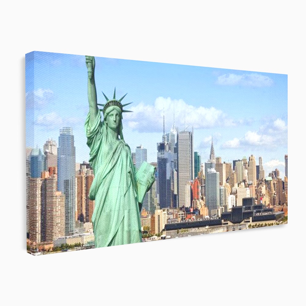 Tablou Canvas Premium, LuxCanva® O1000, Inima New Yorkului, Libertate, Orizont, Statuie, Vis, American, Manhattan, Skyline, Calatorie, Urban, Taram, Fagaduinta, Viza, Birou, Living, Dormitor