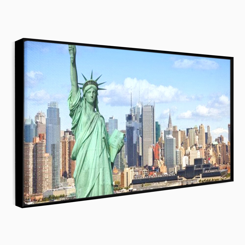 Tablou Canvas Premium, LuxCanva® O1000, Inima New Yorkului, Libertate, Orizont, Statuie, Vis, American, Manhattan, Skyline, Calatorie, Urban, Taram, Fagaduinta, Viza, Birou, Living, Dormitor