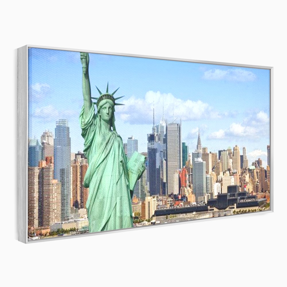 Tablou Canvas Premium, LuxCanva® O1000, Inima New Yorkului, Libertate, Orizont, Statuie, Vis, American, Manhattan, Skyline, Calatorie, Urban, Taram, Fagaduinta, Viza, Birou, Living, Dormitor