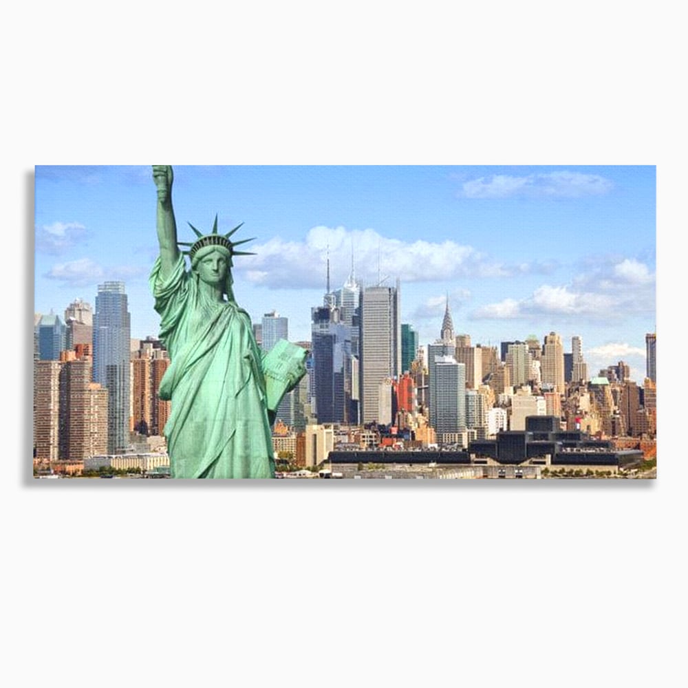 Tablou Canvas Premium, LuxCanva® O1000, Inima New Yorkului, Libertate, Orizont, Statuie, Vis, American, Manhattan, Skyline, Calatorie, Urban, Taram, Fagaduinta, Viza, Birou, Living, Dormitor