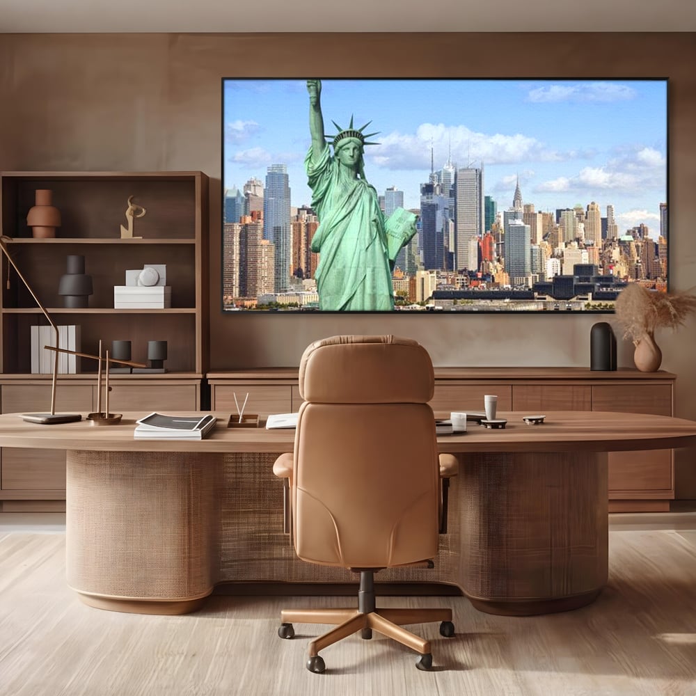 Tablou Canvas Premium, LuxCanva® O1000, Inima New Yorkului, Libertate, Orizont, Statuie, Vis, American, Manhattan, Skyline, Calatorie, Urban, Taram, Fagaduinta, Viza, Birou, Living, Dormitor