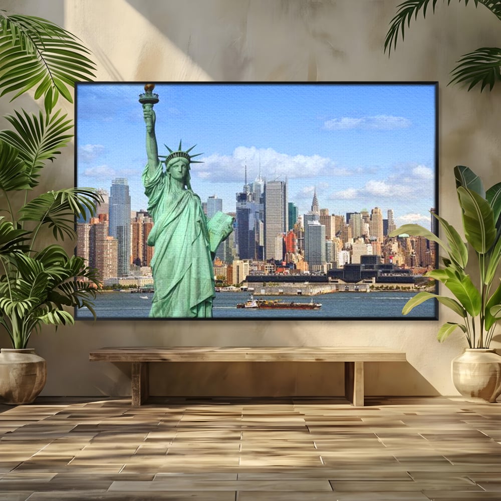 Tablou Canvas Premium, LuxCanva® O1000, Inima New Yorkului, Libertate, Orizont, Statuie, Vis, American, Manhattan, Skyline, Calatorie, Urban, Taram, Fagaduinta, Viza, Birou, Living, Dormitor