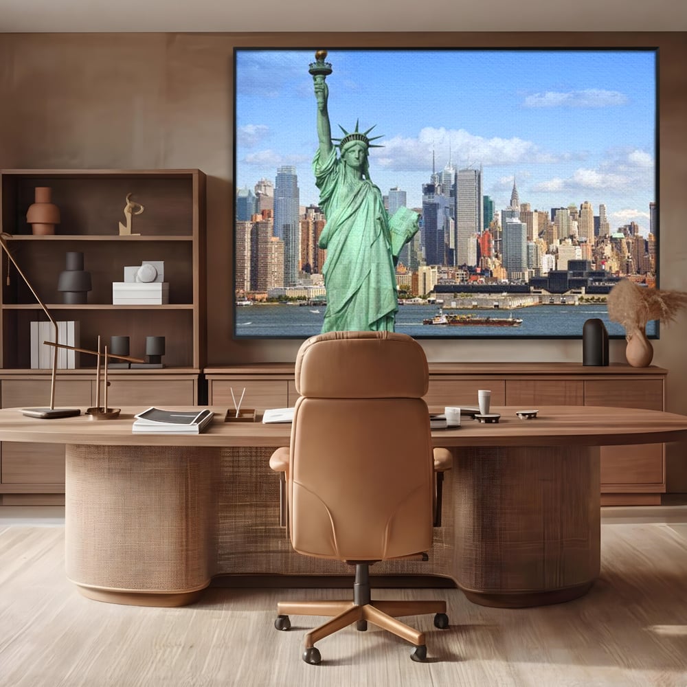 Tablou Canvas Premium, LuxCanva® O1000, Inima New Yorkului, Libertate, Orizont, Statuie, Vis, American, Manhattan, Skyline, Calatorie, Urban, Taram, Fagaduinta, Viza, Birou, Living, Dormitor