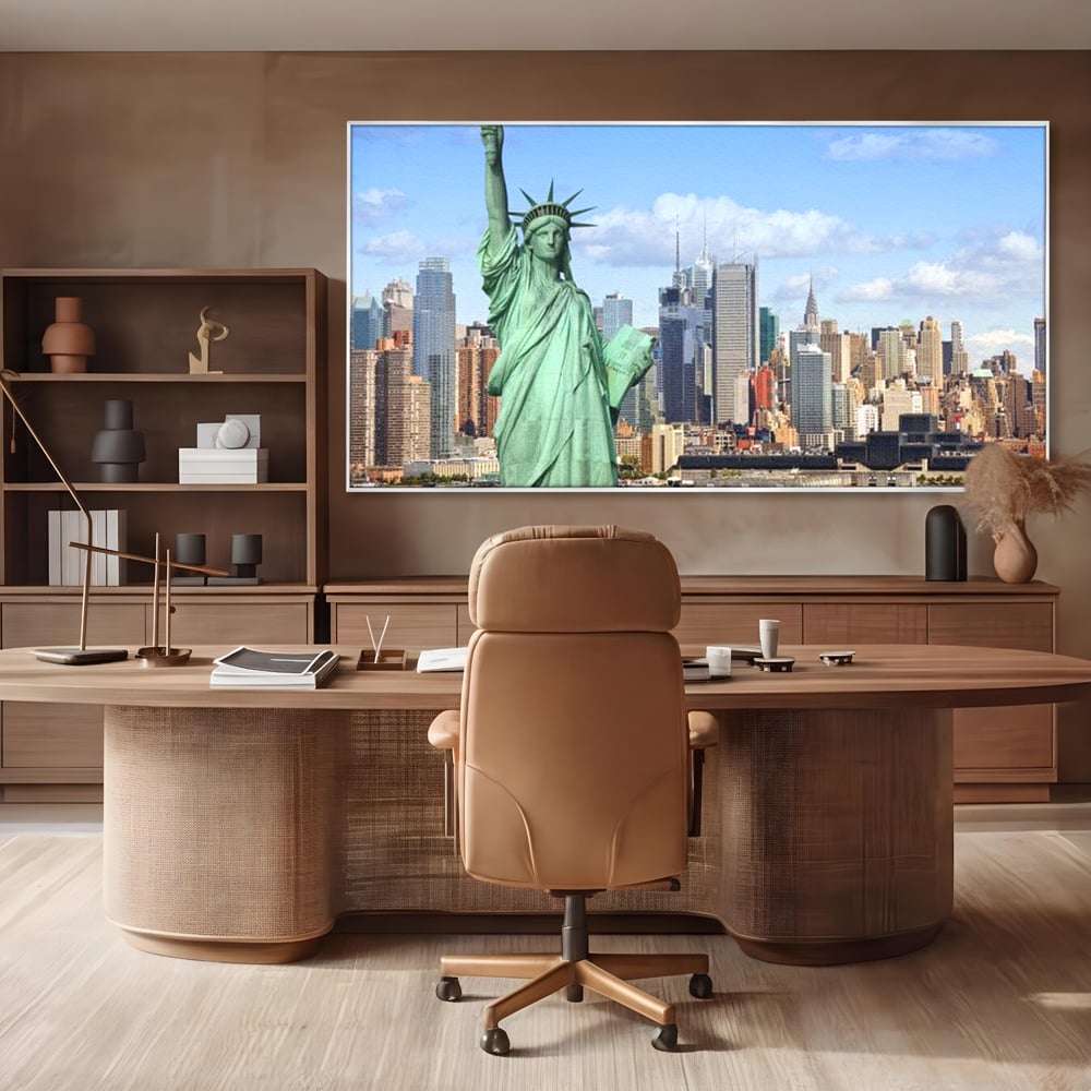 Tablou Canvas Premium, LuxCanva® O1000, Inima New Yorkului, Libertate, Orizont, Statuie, Vis, American, Manhattan, Skyline, Calatorie, Urban, Taram, Fagaduinta, Viza, Birou, Living, Dormitor