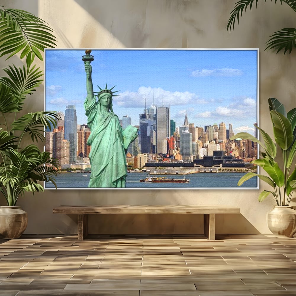 Tablou Canvas Premium, LuxCanva® O1000, Inima New Yorkului, Libertate, Orizont, Statuie, Vis, American, Manhattan, Skyline, Calatorie, Urban, Taram, Fagaduinta, Viza, Birou, Living, Dormitor
