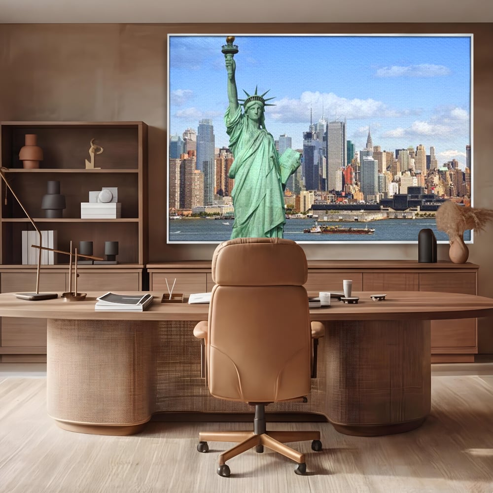Tablou Canvas Premium, LuxCanva® O1000, Inima New Yorkului, Libertate, Orizont, Statuie, Vis, American, Manhattan, Skyline, Calatorie, Urban, Taram, Fagaduinta, Viza, Birou, Living, Dormitor
