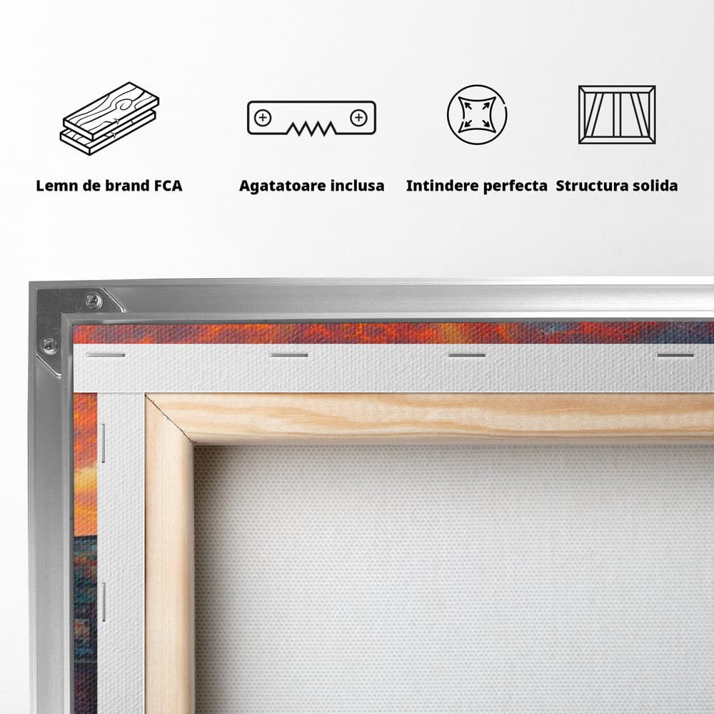 Tablou Canvas Premium, LuxCanva® O1001, Praga in Flacarile Cerului, Pod, Apus, Carol, Reflexii, Aur, Magie, Oras, Rau, Catedrala, Romantism, Medieval, City, Splendoare, Birou, Living, Dormitor