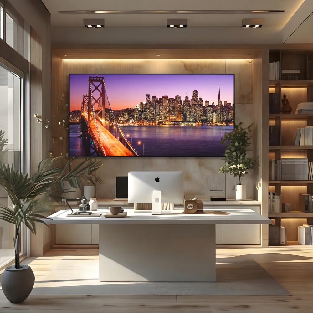 Tablou Canvas Premium, LuxCanva® O1002, San Francisco Skyline, Pod, Noapte, Oras, Lumini, Coasta, Vest, California, Vis, Urban, Apus, Violet, Iconic, Vacanta, Calatorie, Birou, Living, Dormitor