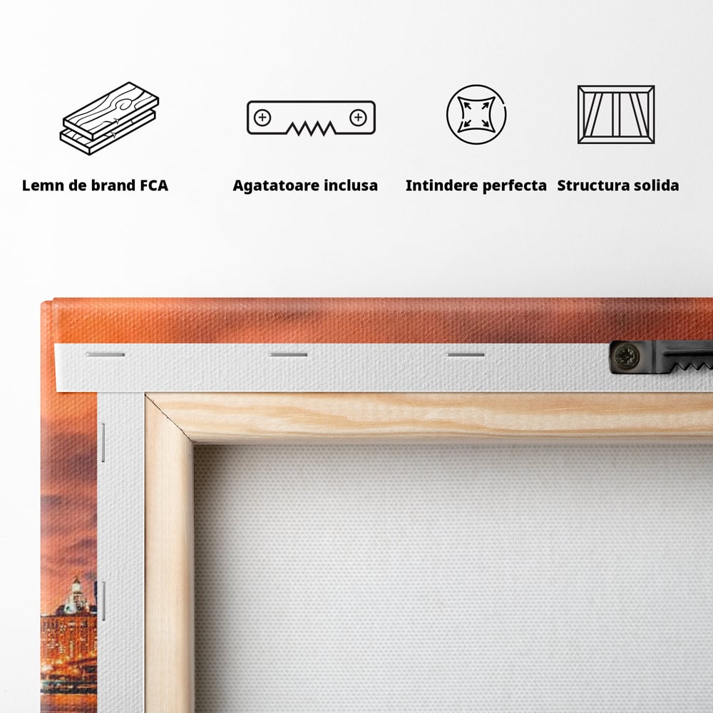 Tablou Canvas Premium, LuxCanva® O1004, Podul Brooklyn, New York, Noapte, Magie, Oras, Metropola, Energie, Vedere, Zbor, Zgarie-Nori, Elegant, Speranta, Lumini, Living, Dormitor, Birou