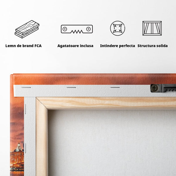 Tablou Canvas Premium, LuxCanva® O1004, Podul Brooklyn, New York, Noapte, Magie, Oras, Metropola, Energie, Vedere, Zbor, Zgarie-Nori, Elegant, Speranta, Lumini, Living, Dormitor, Birou
