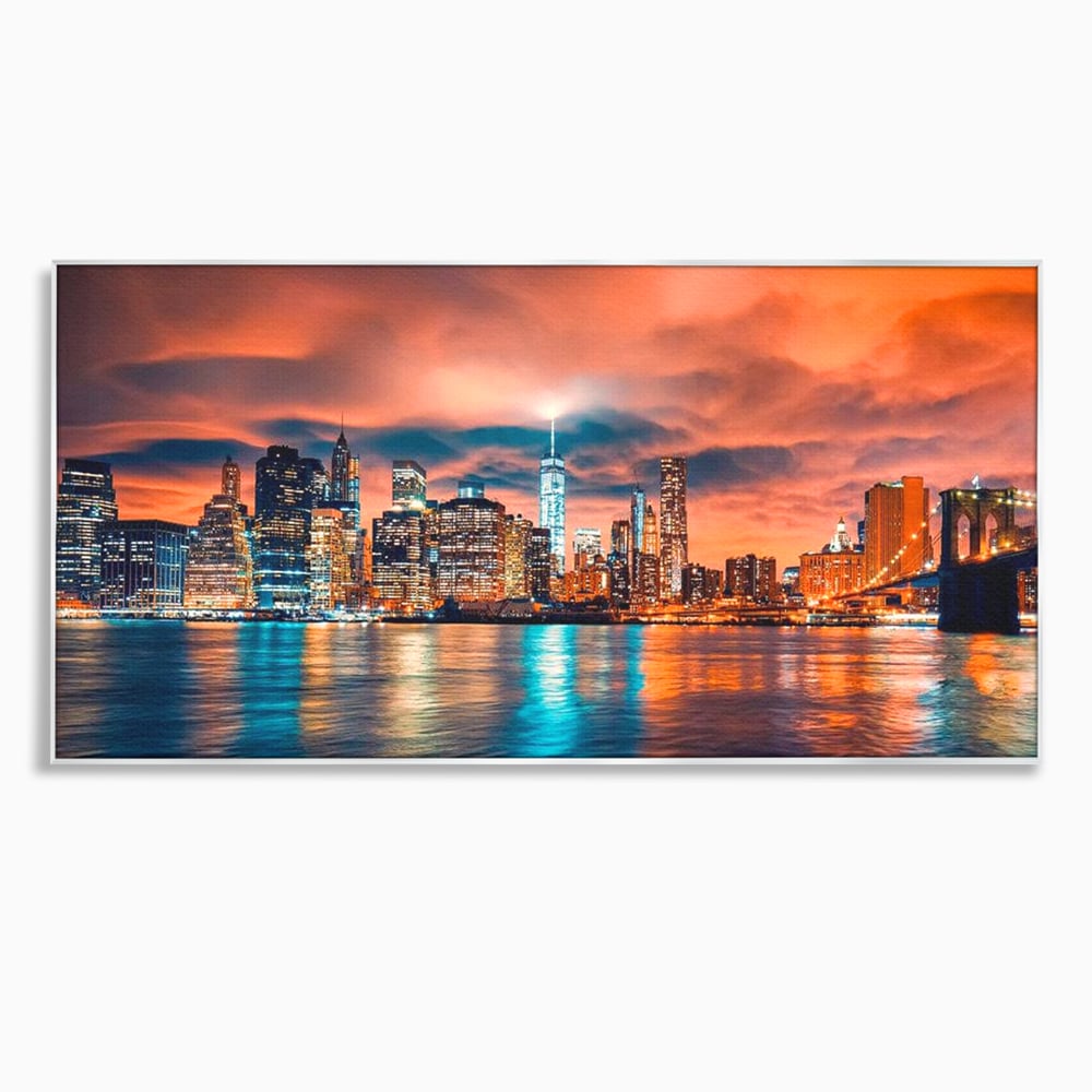 Tablou Canvas Premium, LuxCanva® O1004, Podul Brooklyn, New York, Noapte, Magie, Oras, Metropola, Energie, Vedere, Zbor, Zgarie-Nori, Elegant, Speranta, Lumini, Living, Dormitor, Birou