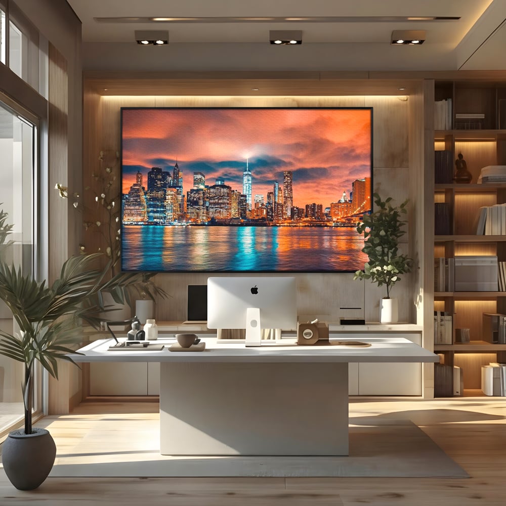 Tablou Canvas Premium, LuxCanva® O1004, Podul Brooklyn, New York, Noapte, Magie, Oras, Metropola, Energie, Vedere, Zbor, Zgarie-Nori, Elegant, Speranta, Lumini, Living, Dormitor, Birou