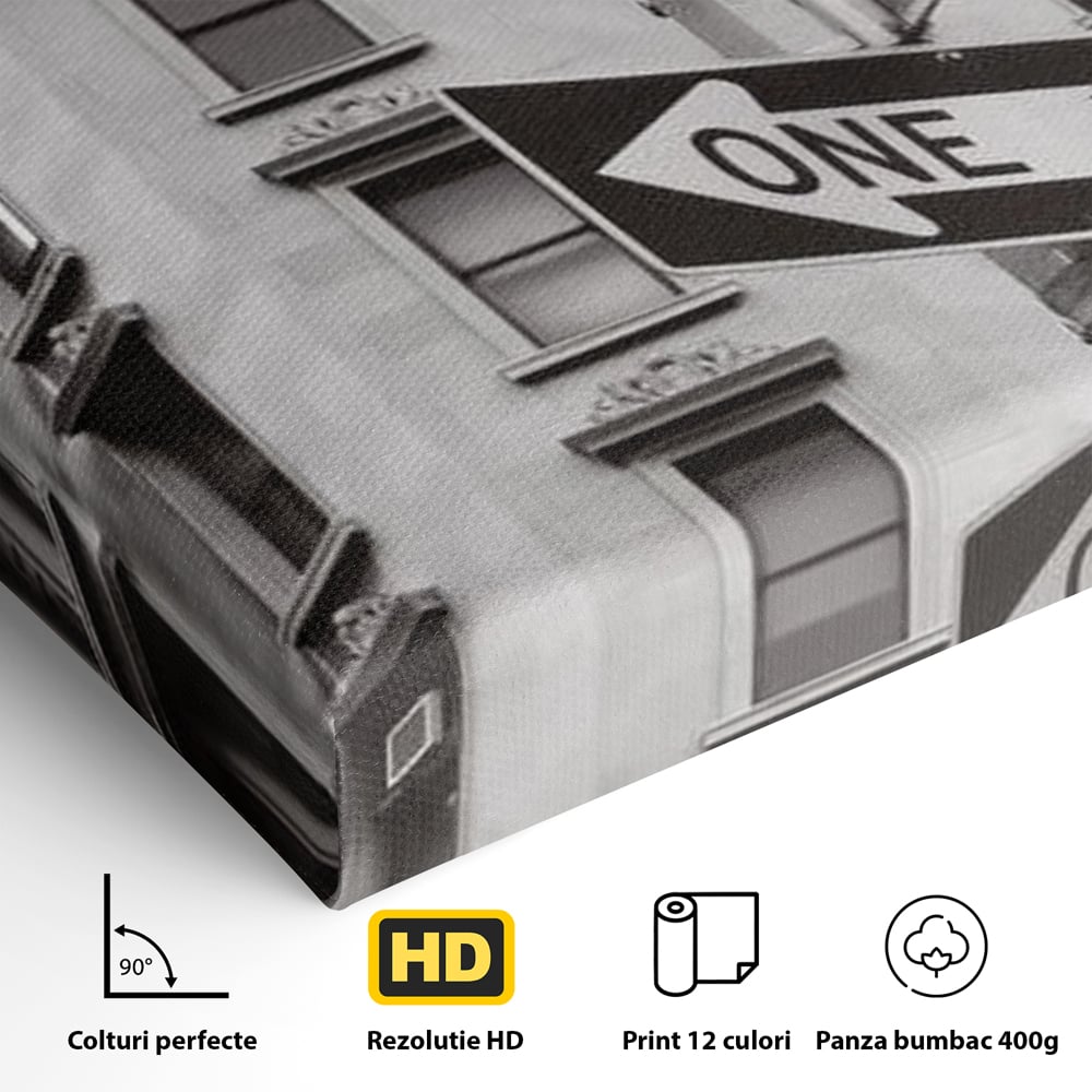 Leinwand Premium Canvas Wandbilder, LuxCanva® O1005, Kreuzung der Träume, Broadway, Kreuzung, Straßen, Zeichen, Verkehr, Urban, Weiß, Schwarz, Rot, Minimalismus, Amerika, Industrie, Wohnen, Schlafzimmer, Büro