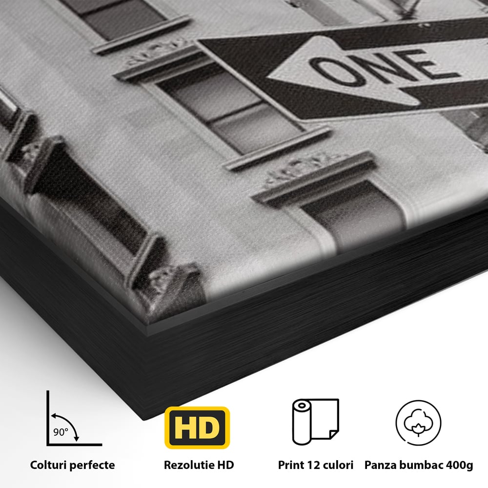 Leinwand Premium Canvas Wandbilder, LuxCanva® O1005, Kreuzung der Träume, Broadway, Kreuzung, Straßen, Zeichen, Verkehr, Urban, Weiß, Schwarz, Rot, Minimalismus, Amerika, Industrie, Wohnen, Schlafzimmer, Büro