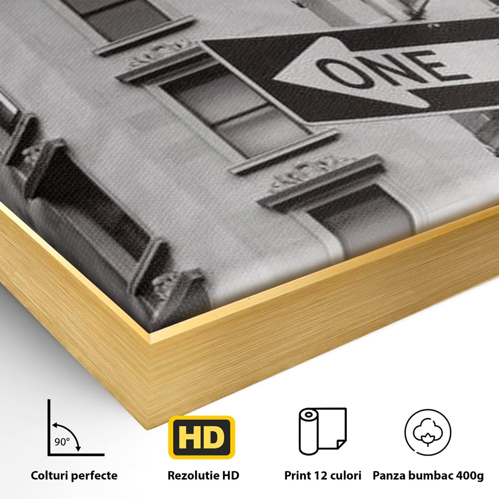 Leinwand Premium Canvas Wandbilder, LuxCanva® O1005, Kreuzung der Träume, Broadway, Kreuzung, Straßen, Zeichen, Verkehr, Urban, Weiß, Schwarz, Rot, Minimalismus, Amerika, Industrie, Wohnen, Schlafzimmer, Büro