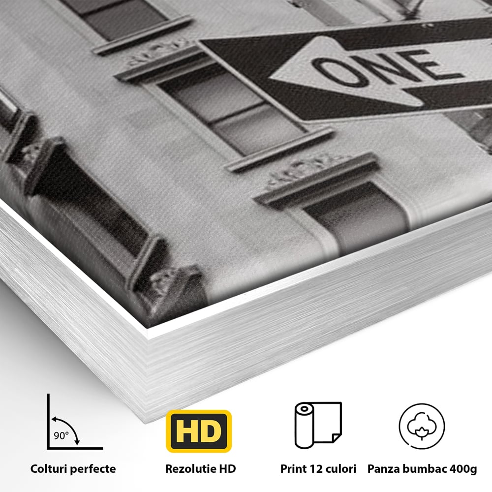 Leinwand Premium Canvas Wandbilder, LuxCanva® O1005, Kreuzung der Träume, Broadway, Kreuzung, Straßen, Zeichen, Verkehr, Urban, Weiß, Schwarz, Rot, Minimalismus, Amerika, Industrie, Wohnen, Schlafzimmer, Büro