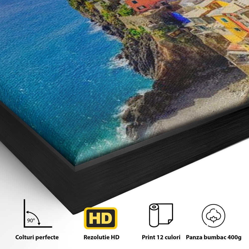Tablou Canvas Premium, LuxCanva® O1006, Paradis pe Riviera Italiana, Cinque, Terre, Mediterana, Mare, Stanca, Oras, Refugiu, Italia, Poveste, Vacanta, Liniste, Coasta, Case, Birou, Living, Dormitor