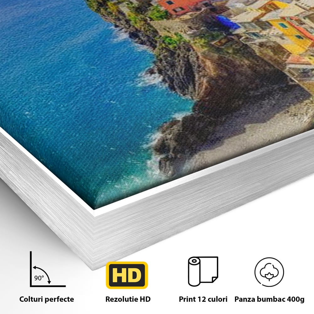 Tablou Canvas Premium, LuxCanva® O1006, Paradis pe Riviera Italiana, Cinque, Terre, Mediterana, Mare, Stanca, Oras, Refugiu, Italia, Poveste, Vacanta, Liniste, Coasta, Case, Birou, Living, Dormitor