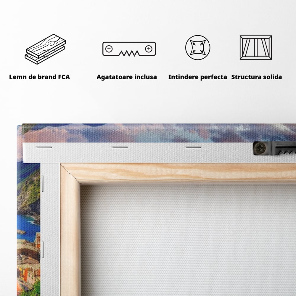 Tablou Canvas Premium, LuxCanva® O1006, Paradis pe Riviera Italiana, Cinque, Terre, Mediterana, Mare, Stanca, Oras, Refugiu, Italia, Poveste, Vacanta, Liniste, Coasta, Case, Birou, Living, Dormitor