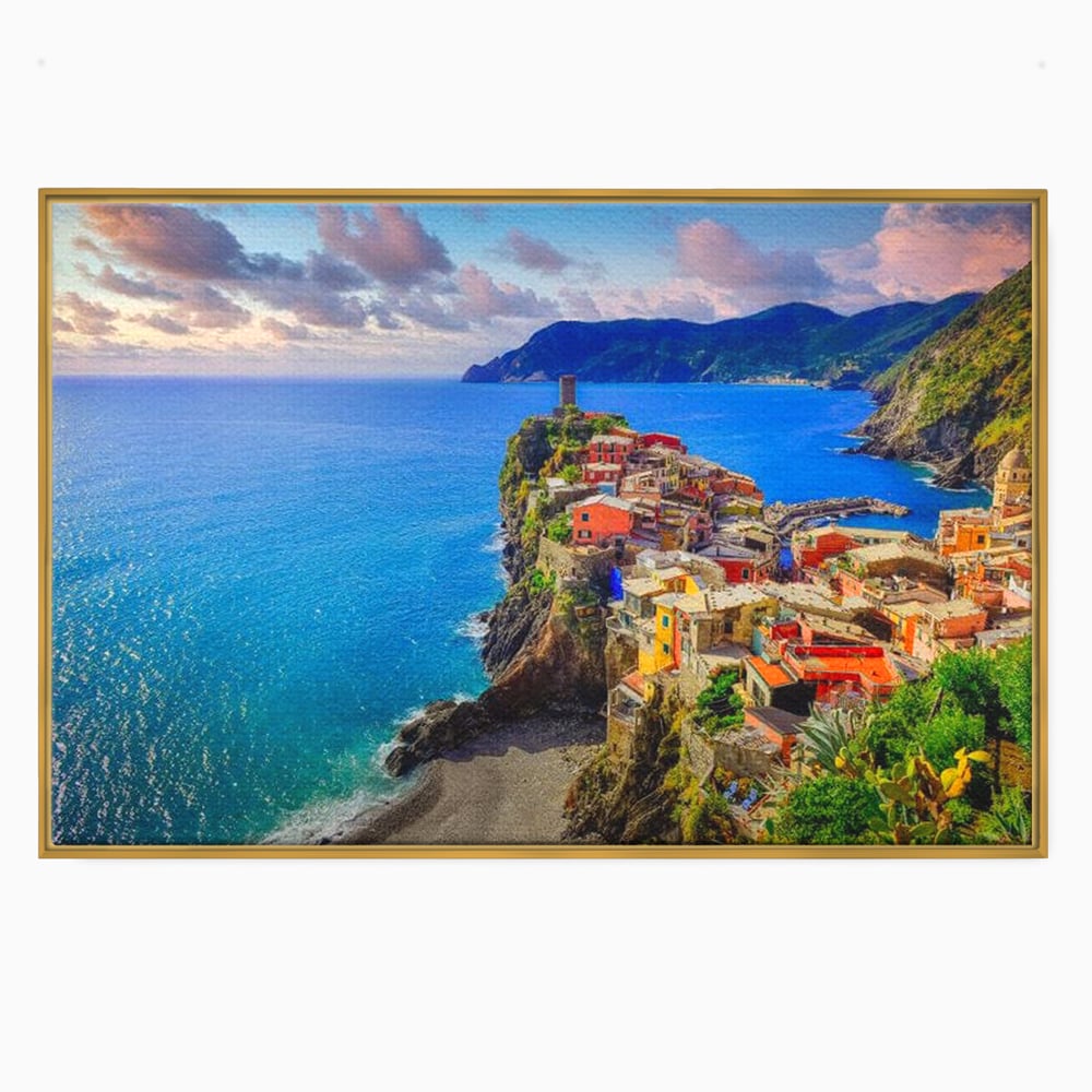 Tablou Canvas Premium, LuxCanva® O1006, Paradis pe Riviera Italiana, Cinque, Terre, Mediterana, Mare, Stanca, Oras, Refugiu, Italia, Poveste, Vacanta, Liniste, Coasta, Case, Birou, Living, Dormitor
