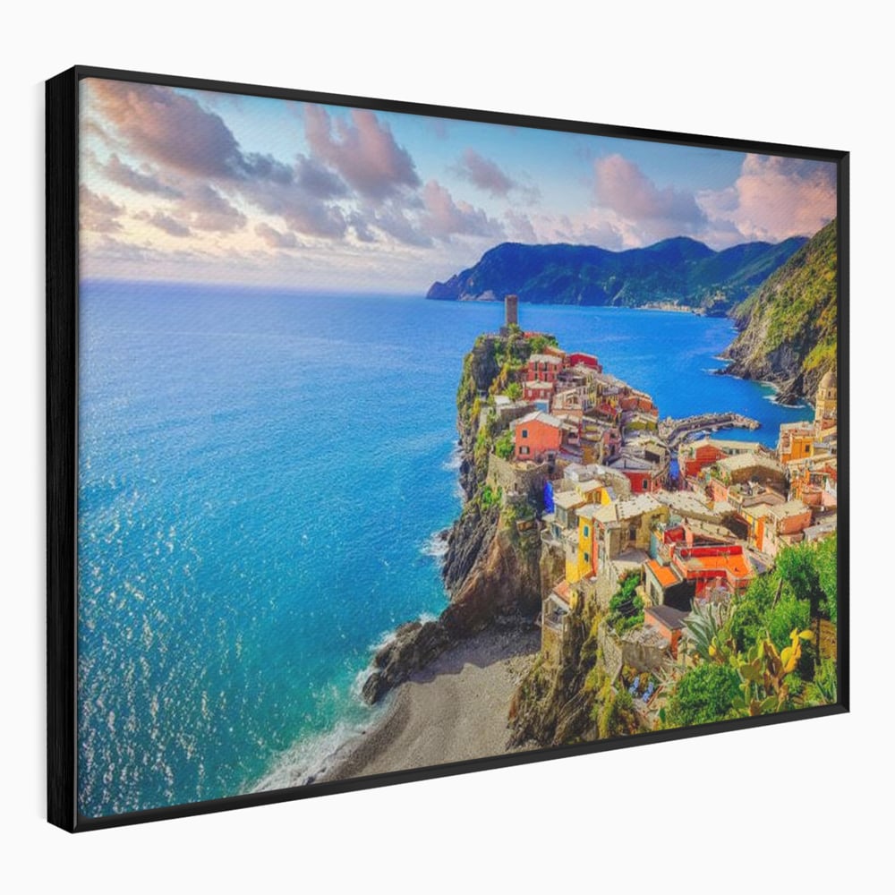 Tablou Canvas Premium, LuxCanva® O1006, Paradis pe Riviera Italiana, Cinque, Terre, Mediterana, Mare, Stanca, Oras, Refugiu, Italia, Poveste, Vacanta, Liniste, Coasta, Case, Birou, Living, Dormitor