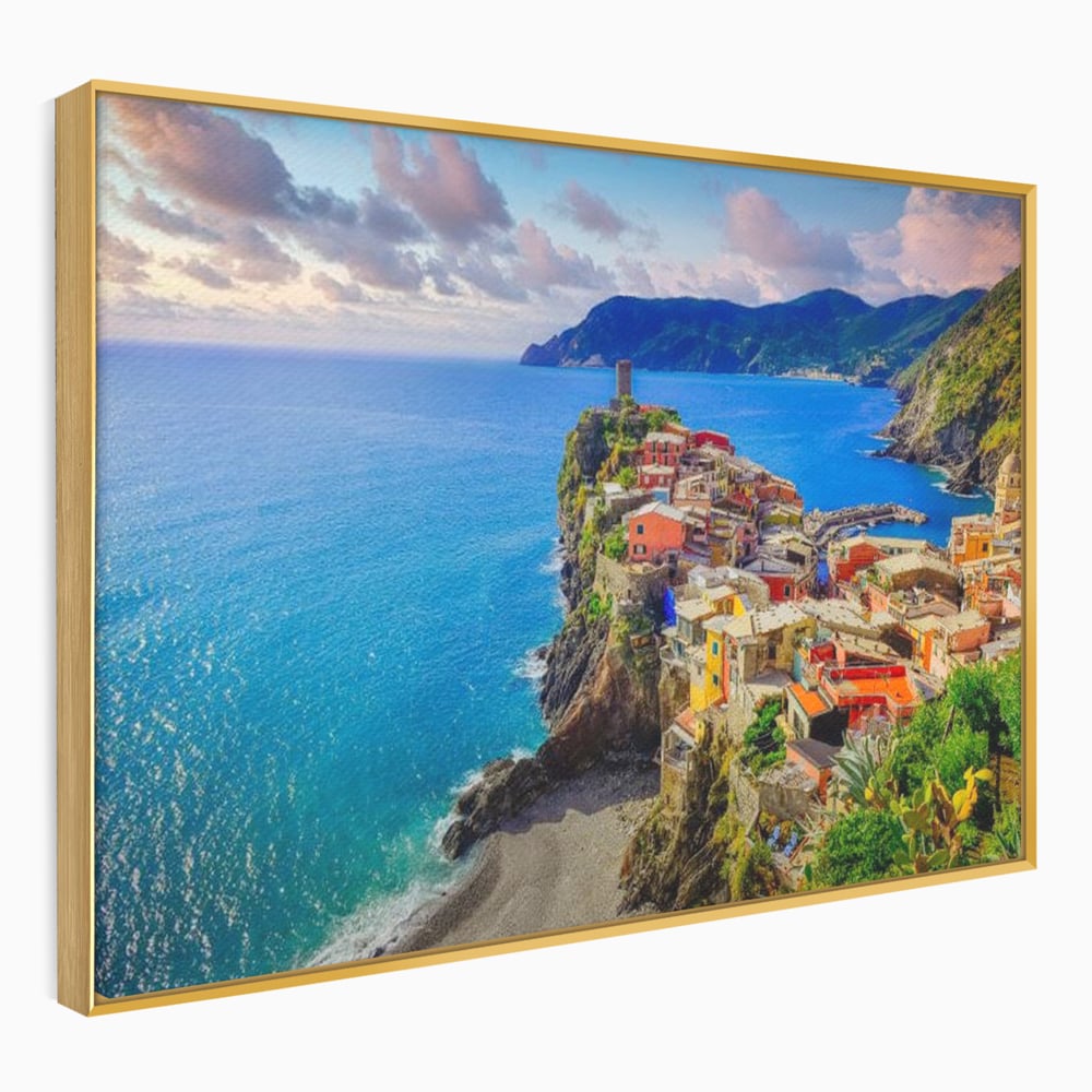 Tablou Canvas Premium, LuxCanva® O1006, Paradis pe Riviera Italiana, Cinque, Terre, Mediterana, Mare, Stanca, Oras, Refugiu, Italia, Poveste, Vacanta, Liniste, Coasta, Case, Birou, Living, Dormitor