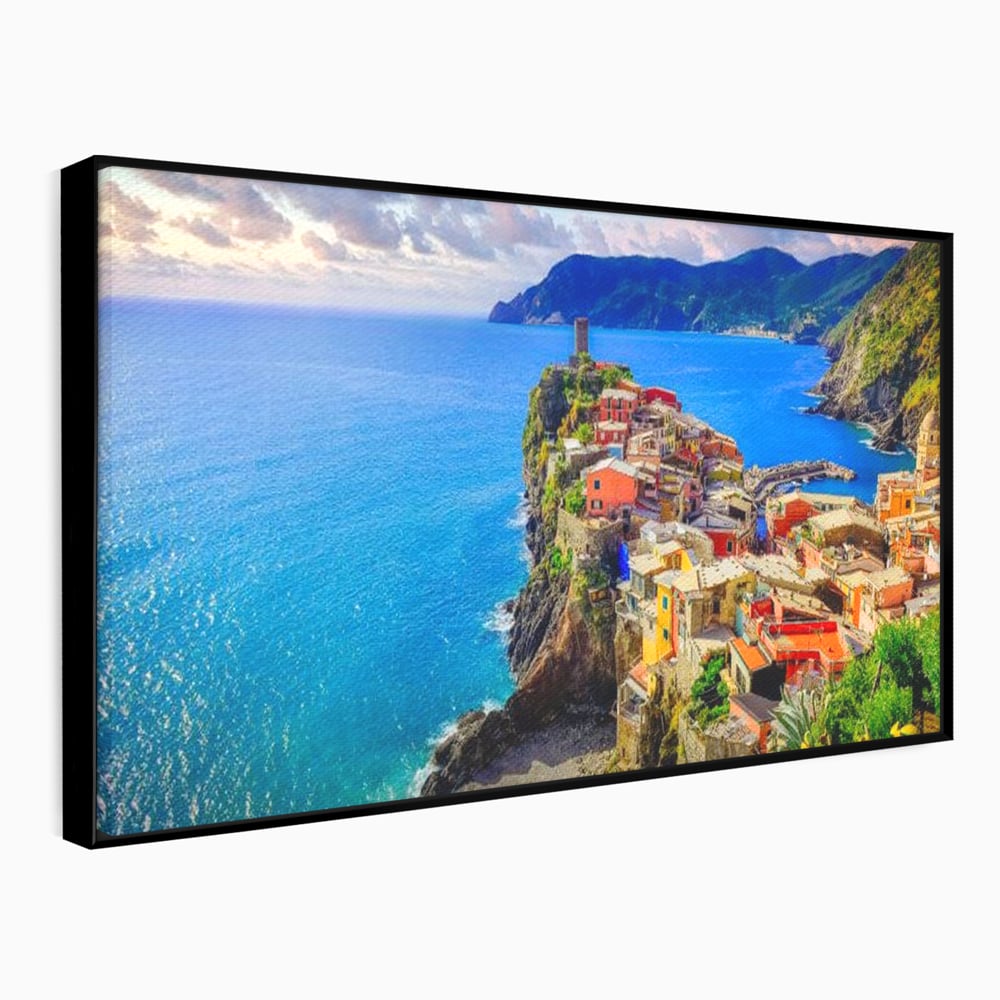 Tablou Canvas Premium, LuxCanva® O1006, Paradis pe Riviera Italiana, Cinque, Terre, Mediterana, Mare, Stanca, Oras, Refugiu, Italia, Poveste, Vacanta, Liniste, Coasta, Case, Birou, Living, Dormitor