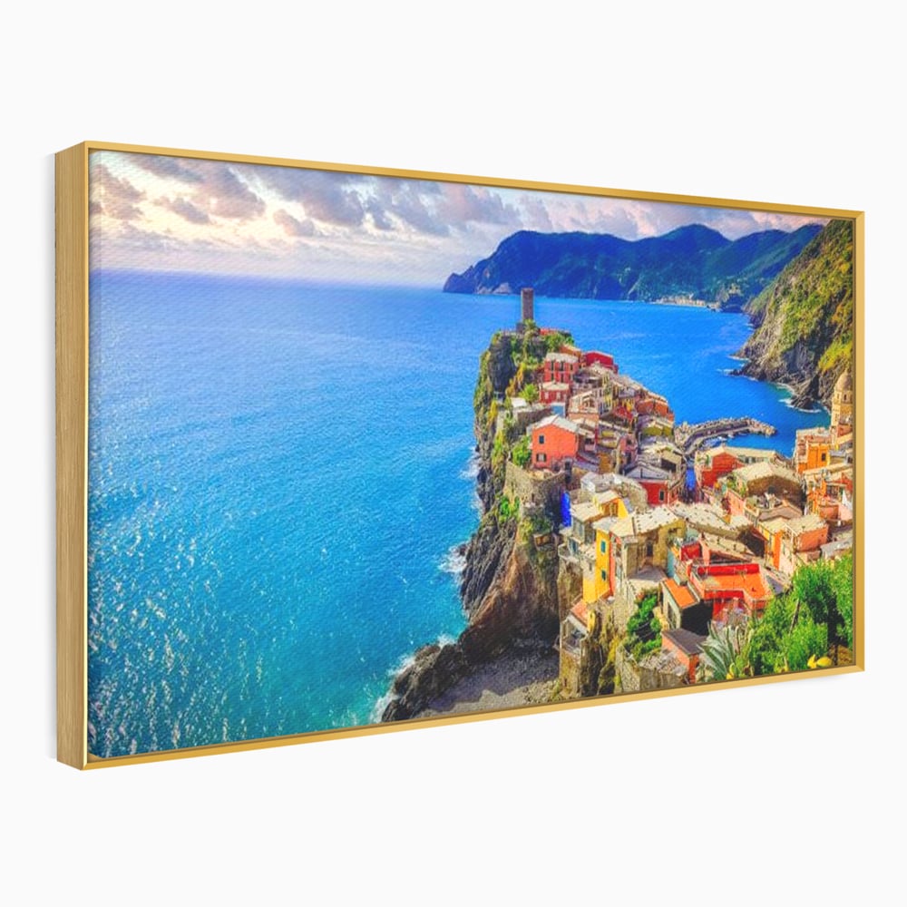 Tablou Canvas Premium, LuxCanva® O1006, Paradis pe Riviera Italiana, Cinque, Terre, Mediterana, Mare, Stanca, Oras, Refugiu, Italia, Poveste, Vacanta, Liniste, Coasta, Case, Birou, Living, Dormitor