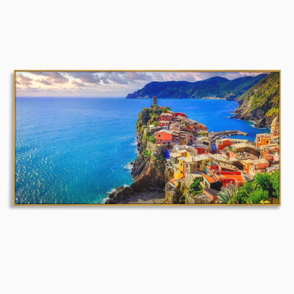 Tablou Canvas Premium, LuxCanva® O1006, Paradis pe Riviera Italiana, Cinque, Terre, Mediterana, Mare, Stanca, Oras, Refugiu, Italia, Poveste, Vacanta, Liniste, Coasta, Case, Birou, Living, Dormitor