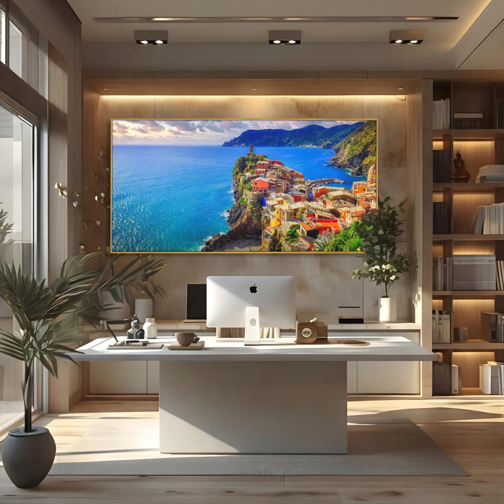 Tablou Canvas Premium, LuxCanva® O1006, Paradis pe Riviera Italiana, Cinque, Terre, Mediterana, Mare, Stanca, Oras, Refugiu, Italia, Poveste, Vacanta, Liniste, Coasta, Case, Birou, Living, Dormitor