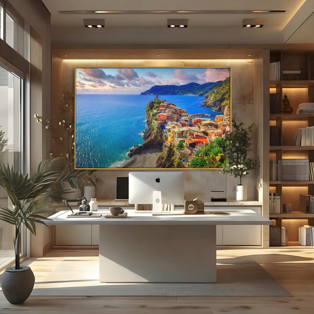 Tablou Canvas Premium, LuxCanva® O1006, Paradis pe Riviera Italiana, Cinque, Terre, Mediterana, Mare, Stanca, Oras, Refugiu, Italia, Poveste, Vacanta, Liniste, Coasta, Case, Birou, Living, Dormitor