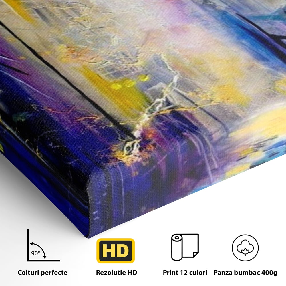 Leinwand Premium Canvas Wall Art, LuxCanva® O1008, Magic Alley, Abstrakt, Urban, Stadt, Lichter, Straße, Atmosphäre, Mysterium, Modernismus, Eskapade, Spaziergang, Schritte, Expressionismus, Büro, Wohnen, Schlafzimmer