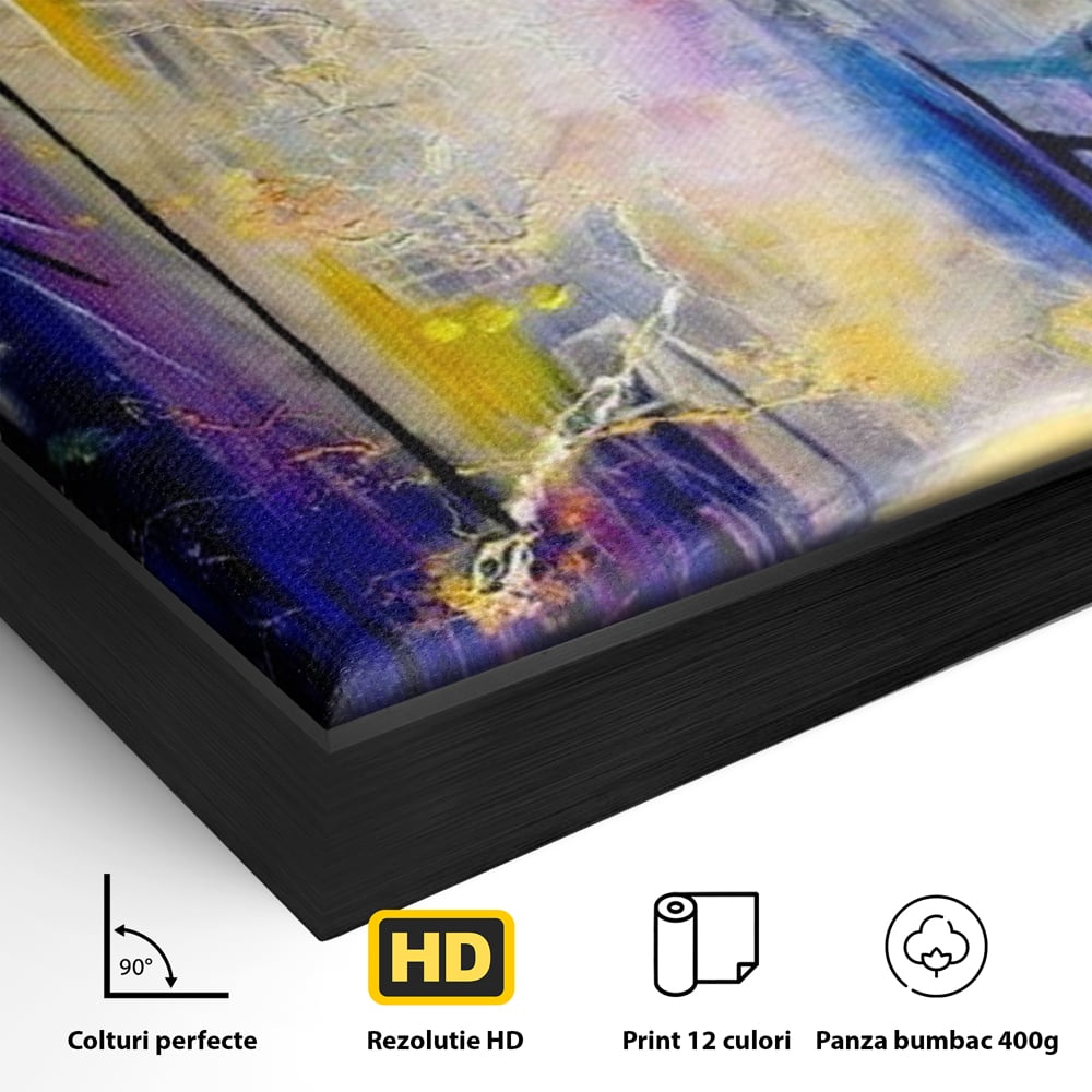 Leinwand Premium Canvas Wall Art, LuxCanva® O1008, Magic Alley, Abstrakt, Urban, Stadt, Lichter, Straße, Atmosphäre, Mysterium, Modernismus, Eskapade, Spaziergang, Schritte, Expressionismus, Büro, Wohnen, Schlafzimmer