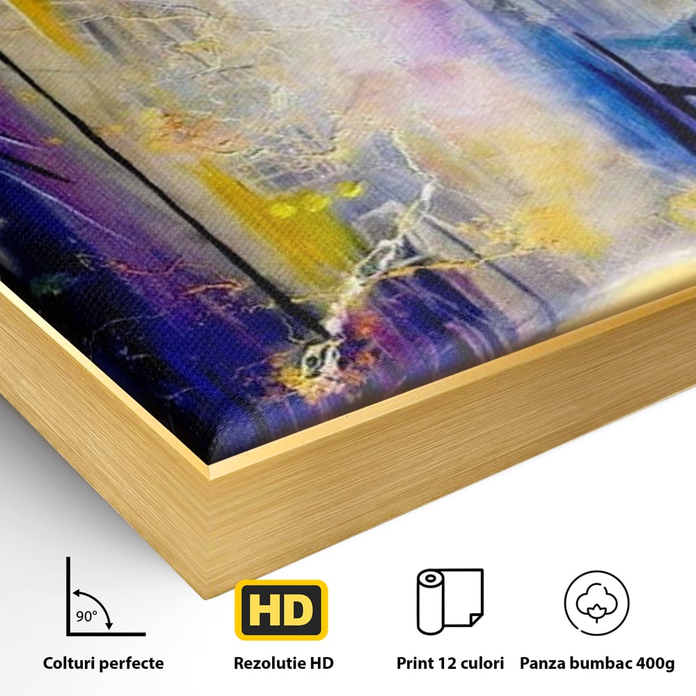 Leinwand Premium Canvas Wall Art, LuxCanva® O1008, Magic Alley, Abstrakt, Urban, Stadt, Lichter, Straße, Atmosphäre, Mysterium, Modernismus, Eskapade, Spaziergang, Schritte, Expressionismus, Büro, Wohnen, Schlafzimmer